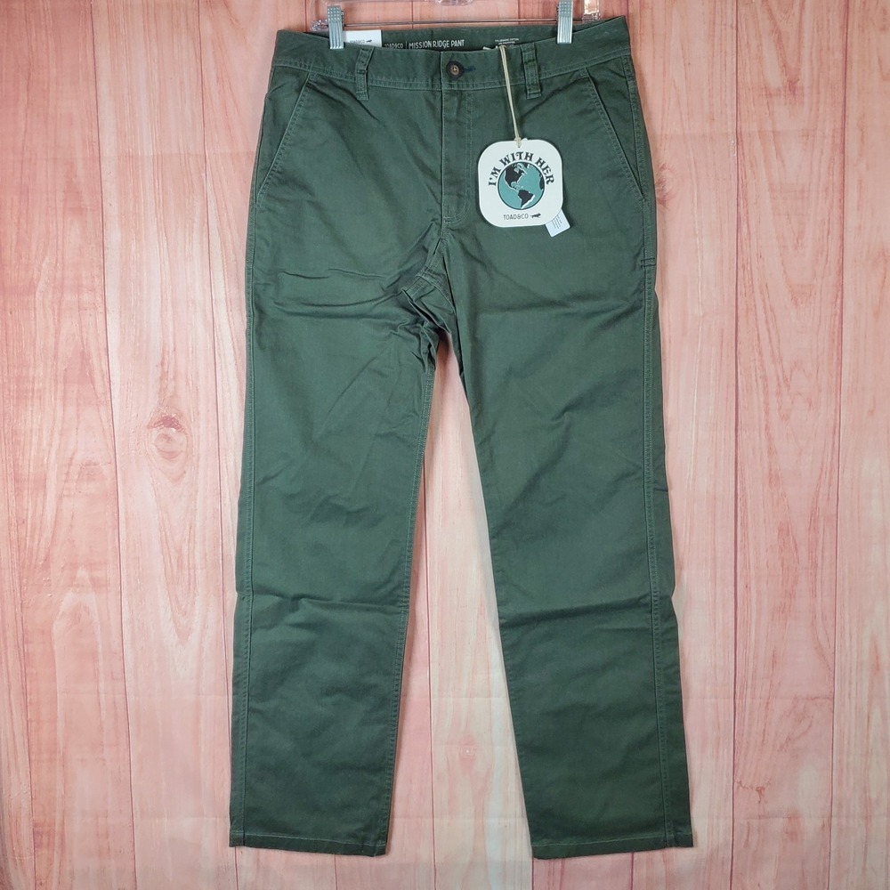 Toad & Co‎ Mission Ridge Beetle Pants Mens 32x32 Olive Green Cotton Regular
